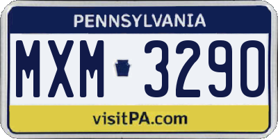 PA license plate MXM3290