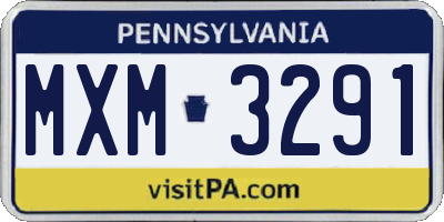 PA license plate MXM3291