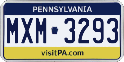 PA license plate MXM3293