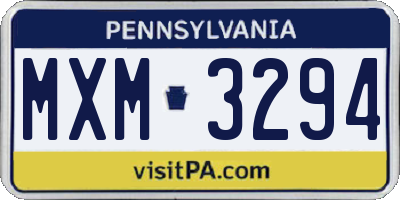 PA license plate MXM3294