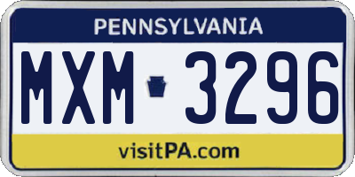 PA license plate MXM3296