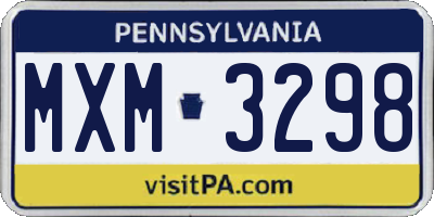 PA license plate MXM3298