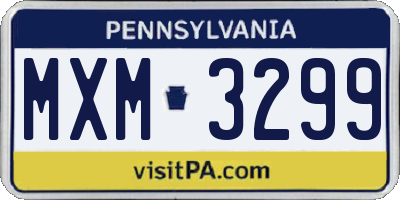 PA license plate MXM3299