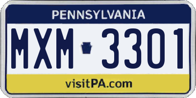 PA license plate MXM3301