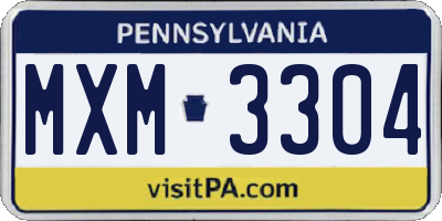 PA license plate MXM3304