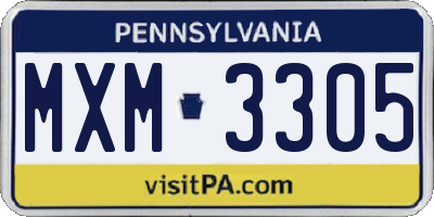 PA license plate MXM3305