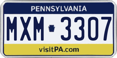 PA license plate MXM3307