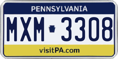 PA license plate MXM3308