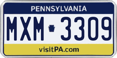 PA license plate MXM3309