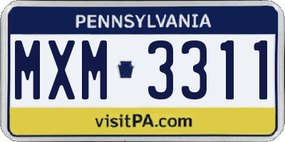 PA license plate MXM3311