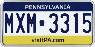 PA license plate MXM3315