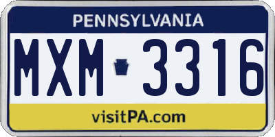 PA license plate MXM3316