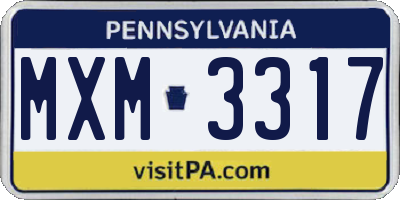 PA license plate MXM3317