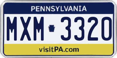 PA license plate MXM3320