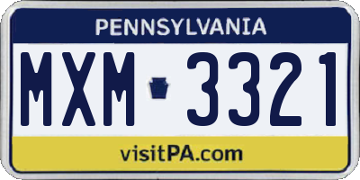 PA license plate MXM3321