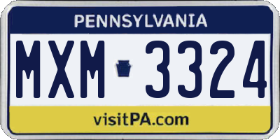 PA license plate MXM3324