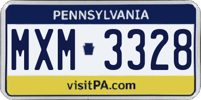 PA license plate MXM3328