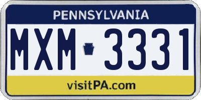 PA license plate MXM3331