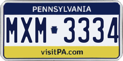 PA license plate MXM3334