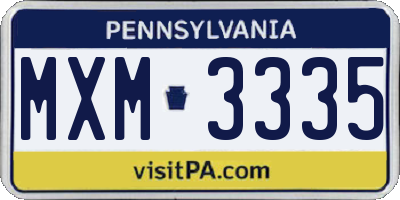 PA license plate MXM3335