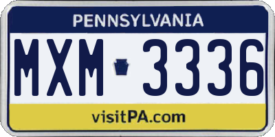 PA license plate MXM3336