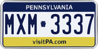 PA license plate MXM3337