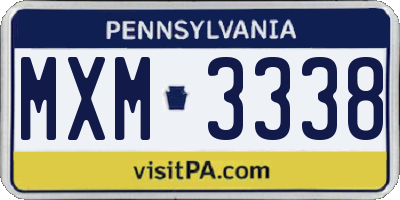 PA license plate MXM3338