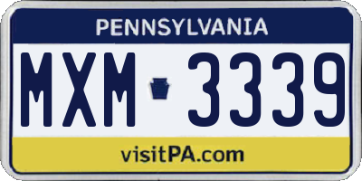 PA license plate MXM3339