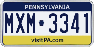 PA license plate MXM3341