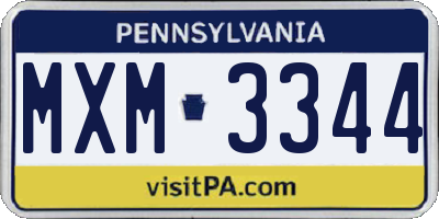 PA license plate MXM3344