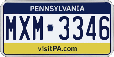 PA license plate MXM3346