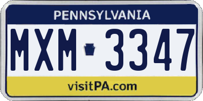 PA license plate MXM3347