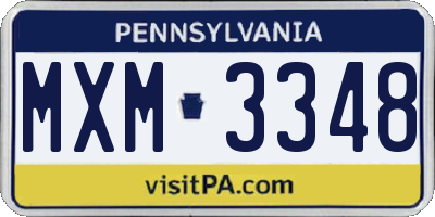 PA license plate MXM3348