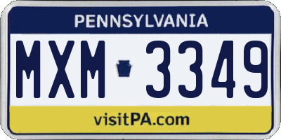 PA license plate MXM3349
