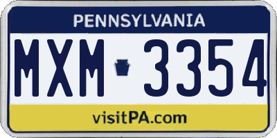 PA license plate MXM3354