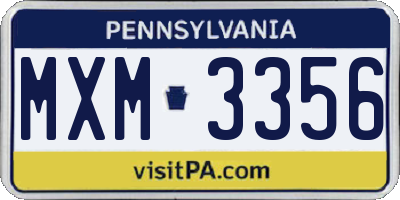 PA license plate MXM3356