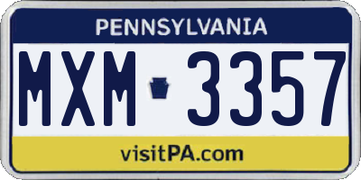 PA license plate MXM3357