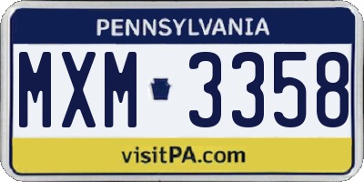 PA license plate MXM3358