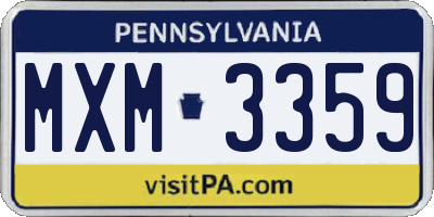 PA license plate MXM3359