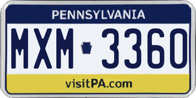 PA license plate MXM3360