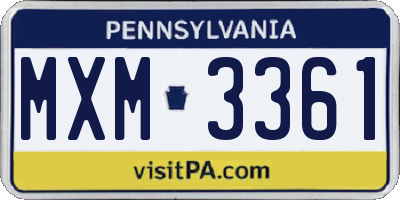 PA license plate MXM3361