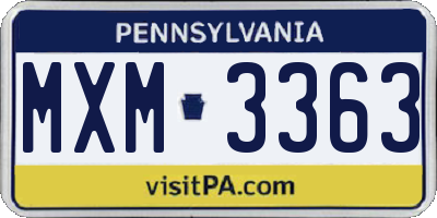 PA license plate MXM3363