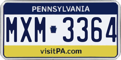 PA license plate MXM3364