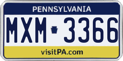 PA license plate MXM3366
