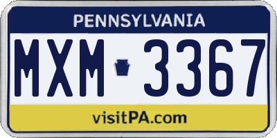 PA license plate MXM3367