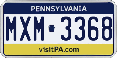 PA license plate MXM3368