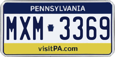 PA license plate MXM3369