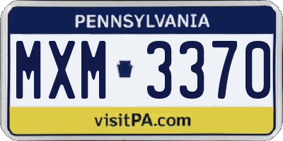 PA license plate MXM3370