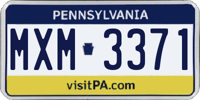 PA license plate MXM3371