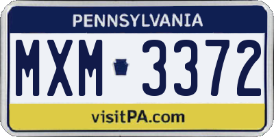 PA license plate MXM3372